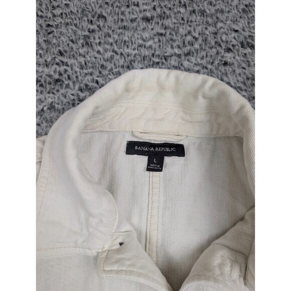 Banana Republic Coat Men Large Beige Button Up Normcore Casual Preppy Modern - Picture 2 of 8